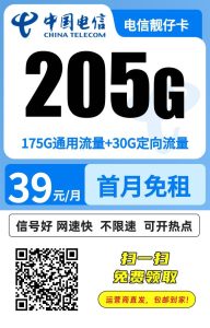 GY电信靓仔卡39元205G+100分钟【只发广东】-万优宝库・全国流量卡领取平台